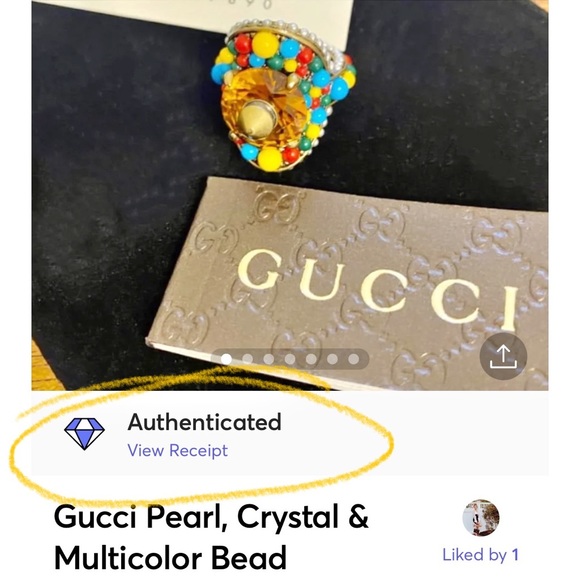 |SOLD| Gucci Pearl, Crystal & Multicolor Bead Embellished Cocktail Ring - Picture 14 of 16